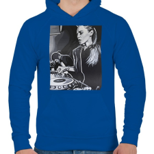 PRINTFASHION Deborah - Férfi kapucnis pulóver - Királykék férfi pulóver, kardigán