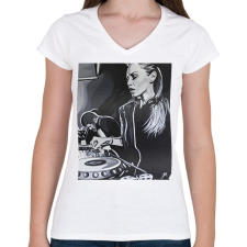 PRINTFASHION Deborah - Női V-nyakú póló - Fehér női póló