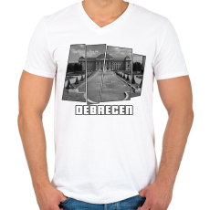PRINTFASHION Debreceni egyetem (GTA stílus) - Férfi V-nyakú póló - Fehér