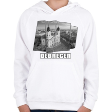 PRINTFASHION Debreceni nagytemplom (GTA stílus) - Gyerek kapucnis pulóver - Fehér
