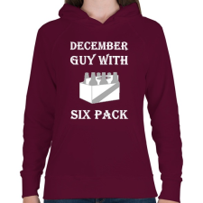 PRINTFASHION Decemberben született kockás hasú 2 - Női kapucnis pulóver - Bordó női pulóver, kardigán