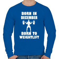 PRINTFASHION decemberben születve - súlyemelésre születve - Férfi pulóver - Királykék férfi pulóver, kardigán