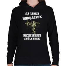 PRINTFASHION Decemberi horgász - Női kapucnis pulóver - Fekete női pulóver, kardigán