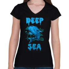 PRINTFASHION deep sea - Női V-nyakú póló - Fekete