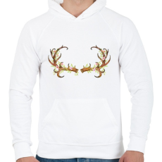 PRINTFASHION Deer Antler - Férfi kapucnis pulóver - Fehér