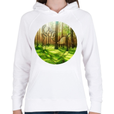 PRINTFASHION Deer couple - Női kapucnis pulóver - Fehér