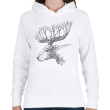 PRINTFASHION Deer drawing - Női kapucnis pulóver - Fehér női pulóver, kardigán
