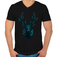 PRINTFASHION Deer - Férfi V-nyakú póló - Fekete