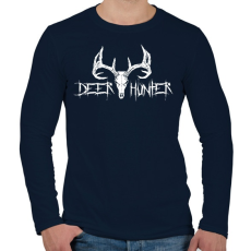 PRINTFASHION Deer Hunter White - Férfi hosszú ujjú póló - Sötétkék