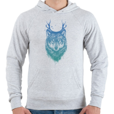 PRINTFASHION Deer wolf - Férfi kapucnis pulóver - Sport szürke