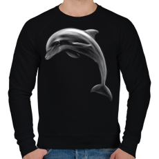PRINTFASHION Delfin portré - Férfi pulóver - Fekete