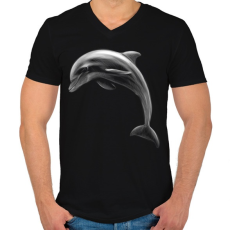 PRINTFASHION Delfin portré - Férfi V-nyakú póló - Fekete