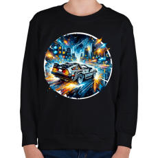 PRINTFASHION DeLorean - Vissza a jövőbe - Gyerek pulóver - Fekete
