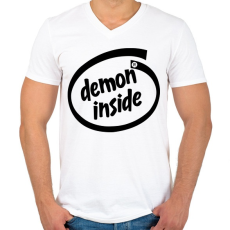 PRINTFASHION Demon Inside - Férfi V-nyakú póló - Fehér