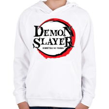 PRINTFASHION Demon Slayer minta - Gyerek kapucnis pulóver - Fehér gyerek pulóver, kardigán