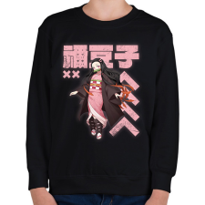 PRINTFASHION Demon Slayer Nezuko - Gyerek pulóver - Fekete gyerek pulóver, kardigán