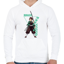 PRINTFASHION Demon Slayer Tanjirou - Férfi kapucnis pulóver - Fehér férfi pulóver, kardigán