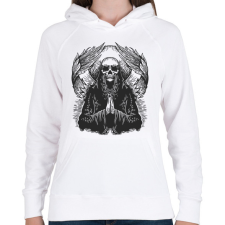 PRINTFASHION Démoni imádkozó koponya - Női kapucnis pulóver - Fehér női pulóver, kardigán