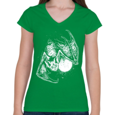 PRINTFASHION Denevér - Női V-nyakú póló - Zöld
