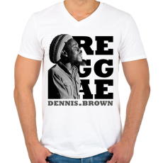 PRINTFASHION Dennis Brown - Férfi V-nyakú póló - Fehér
