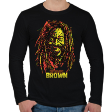 PRINTFASHION Dennis Brown - Reggae - Férfi hosszú ujjú póló - Fekete férfi póló