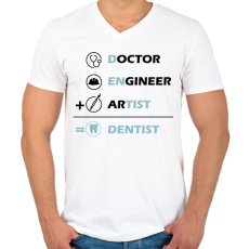 PRINTFASHION Dentist (black) - Férfi V-nyakú póló - Fehér