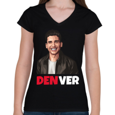 PRINTFASHION DENVER - Női V-nyakú póló - Fekete női póló