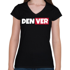 PRINTFASHION DENVER - Női V-nyakú póló - Fekete