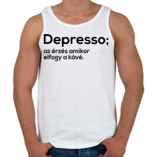 PRINTFASHION Depresso - Férfi atléta - Fehér atléta, trikó