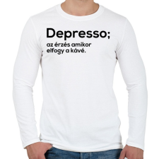 PRINTFASHION Depresso - Férfi hosszú ujjú póló - Fehér férfi póló