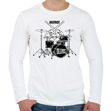 PRINTFASHION Destroy silence - Dobolós - Férfi hosszú ujjú póló - Fehér férfi póló