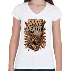 PRINTFASHION Deszka vagy halál - Női V-nyakú póló - Fehér