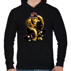 PRINTFASHION Deszkás majom - Férfi kapucnis pulóver - Fekete