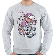 PRINTFASHION Deszkás majom - Férfi pulóver - Sport szürke