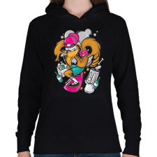 PRINTFASHION Deszkás sas - Női kapucnis pulóver - Fekete női pulóver, kardigán