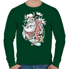 PRINTFASHION Deszkás Télapó - Férfi pulóver - Sötétzöld