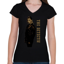PRINTFASHION DETECTIV - Női V-nyakú póló - Fekete női póló