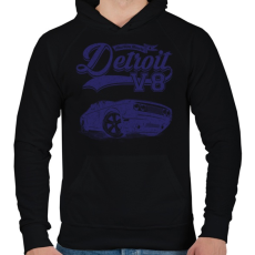 PRINTFASHION Detroit V8 - Férfi kapucnis pulóver - Fekete