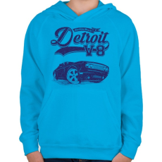 PRINTFASHION Detroit V8 - Gyerek kapucnis pulóver - Azúrkék