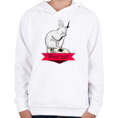 PRINTFASHION Deus vult -  A gyilkos nyúl - Gyerek kapucnis pulóver - Fehér