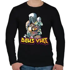 PRINTFASHION Deus Vult - Férfi hosszú ujjú póló - Fekete férfi póló