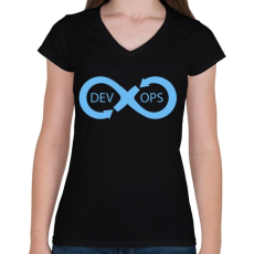PRINTFASHION Dev Ops - Női V-nyakú póló - Fekete