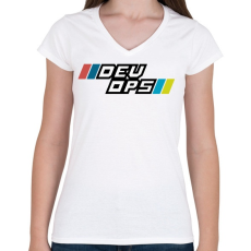 PRINTFASHION DEVOPS - Női V-nyakú póló - Fehér