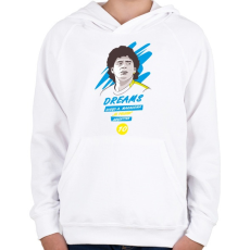 PRINTFASHION Diego Maradona 2 - Gyerek kapucnis pulóver - Fehér