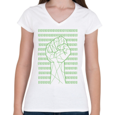 PRINTFASHION Digital power  - Női V-nyakú póló - Fehér női póló