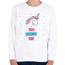 PRINTFASHION Dilis egyszarvú csaj - Gyerek pulóver - Fehér