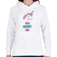 PRINTFASHION Dilis egyszarvú csaj - Női kapucnis pulóver - Fehér női pulóver, kardigán