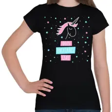 PRINTFASHION Dilis unikornis csaj - Női póló - Fekete