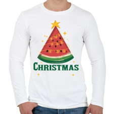 PRINTFASHION Dinnye karácsonyfa - Férfi hosszú ujjú póló - Fehér férfi póló