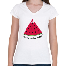 PRINTFASHION Dinnye vagy! - Női V-nyakú póló - Fehér női póló